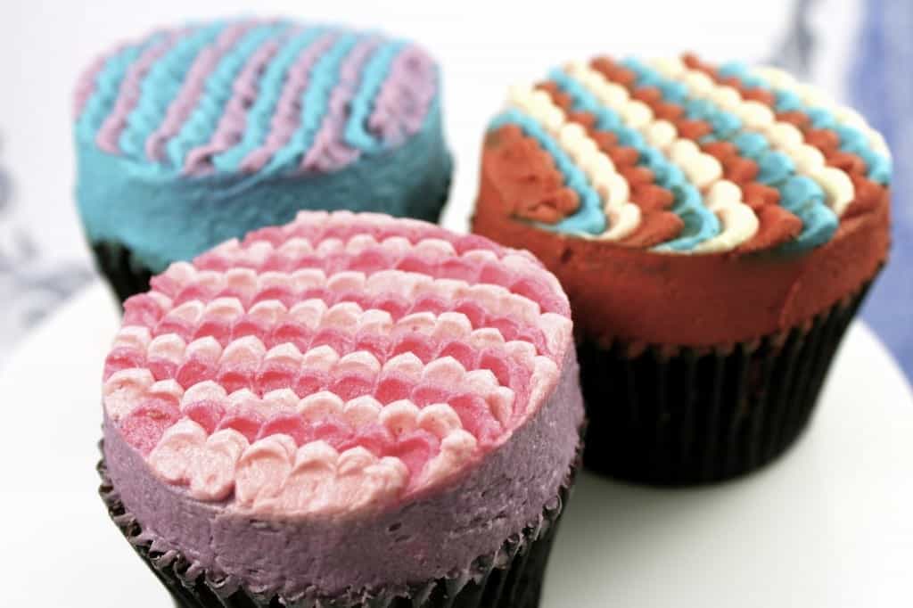 cupcakes with scalloped petal frosting