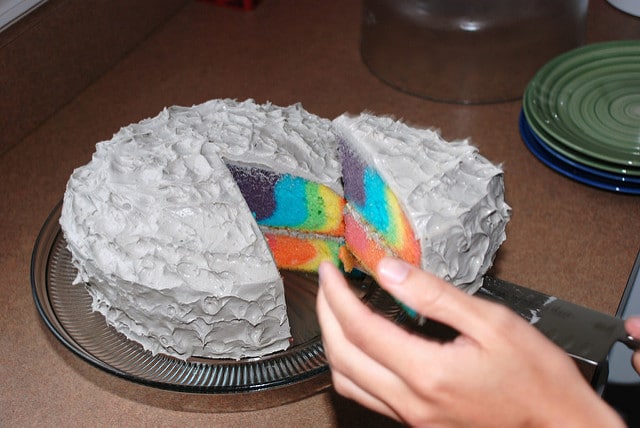 tie dye cakes with white frosting