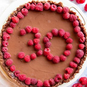 No-Bake Raw Vegan Chocolate Ganache Tart with Date Caramel